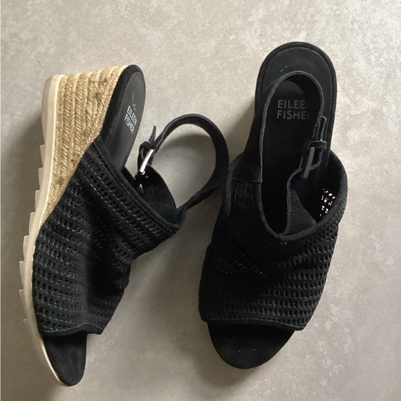 ♦️ EILEEN FISHER Sandals 7.5 Aura Sling Back Espadrilles Wedges EUC - Picture 5 of 8